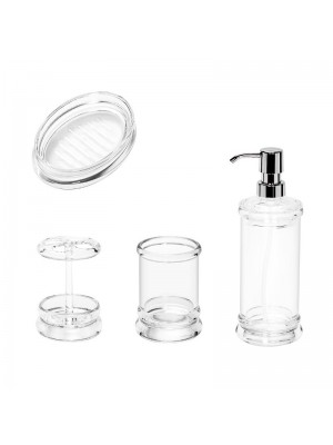 4 In 1 Bathroom Wash Set With Transparent Mouthwash Cup   Toothbrush Holder   Soap Dish   Soap Dispenser