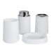 4 In 1 Simple Solid Color Bathroom Products Hotel Toilet Lotion Bottle Mouthwash Cup Set  White